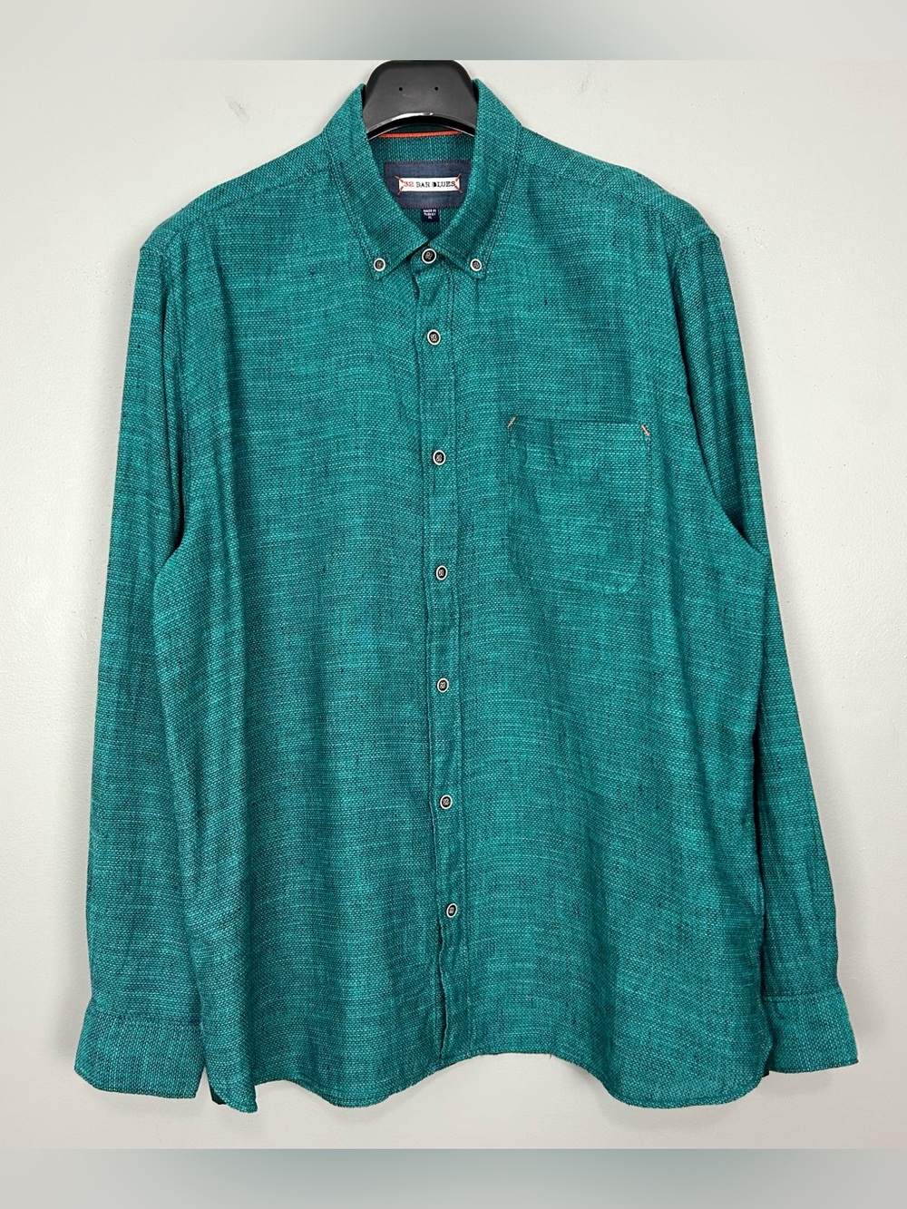 32 Bar Blues Cross-Weave Linen Blend Shirt Men’s Size XL Button Down Lightweight